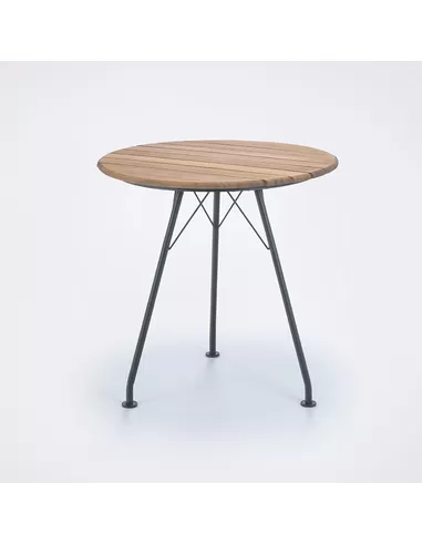 CIRCUM Table Ø74 x 74 cm, Black. Powder coated Metal Frame, Bamboo Table Top.