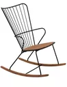PAON Lounge Chair, Black. Powder coated Metal Frame, Bamboo Seat.