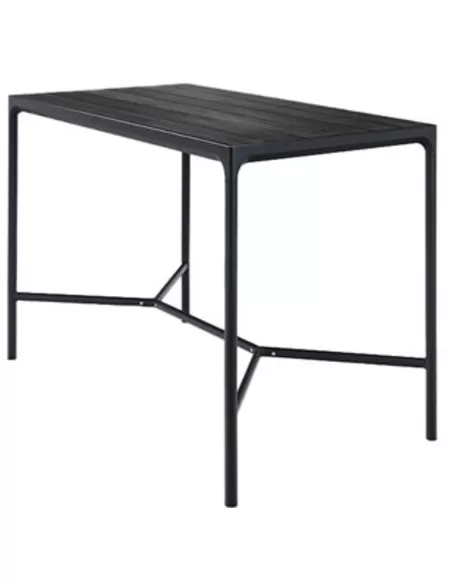 FOUR Bar Table 160x90 cm, w/Aluminum Lamellas. Black Aluminum Frame and Bar Legs.