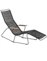 CLICK Sunrocker with armrests in bamboo. Black lamellas Powder coated grey metal.