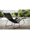 CLICK Sunrocker with armrests in bamboo. Black lamellas Powder coated grey metal.