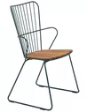 PAON Dining Chair, Black. Powder coated Metal Frame, Bamboo Seat.